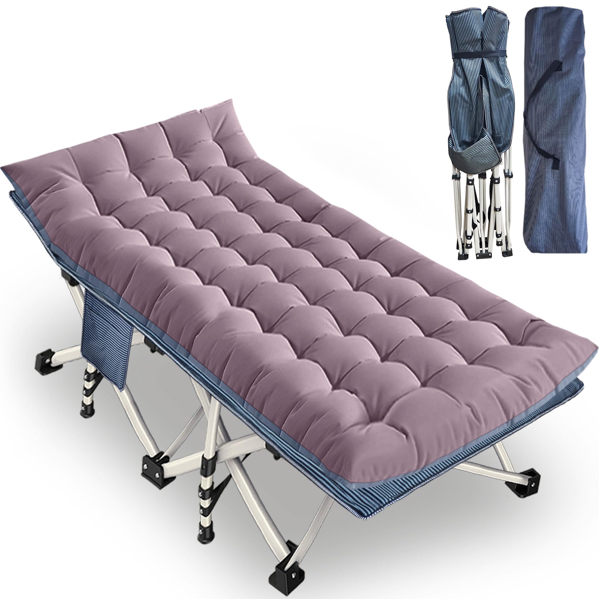 GETOVIN XXL camping cot with detachable mattress for flexible comfort.