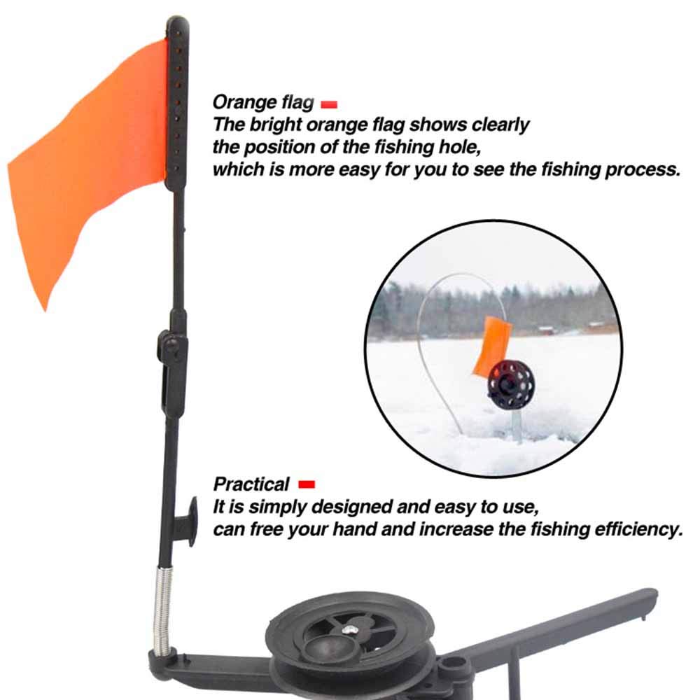 Getuse tipups in use across multiple holes for efficient ice fishing