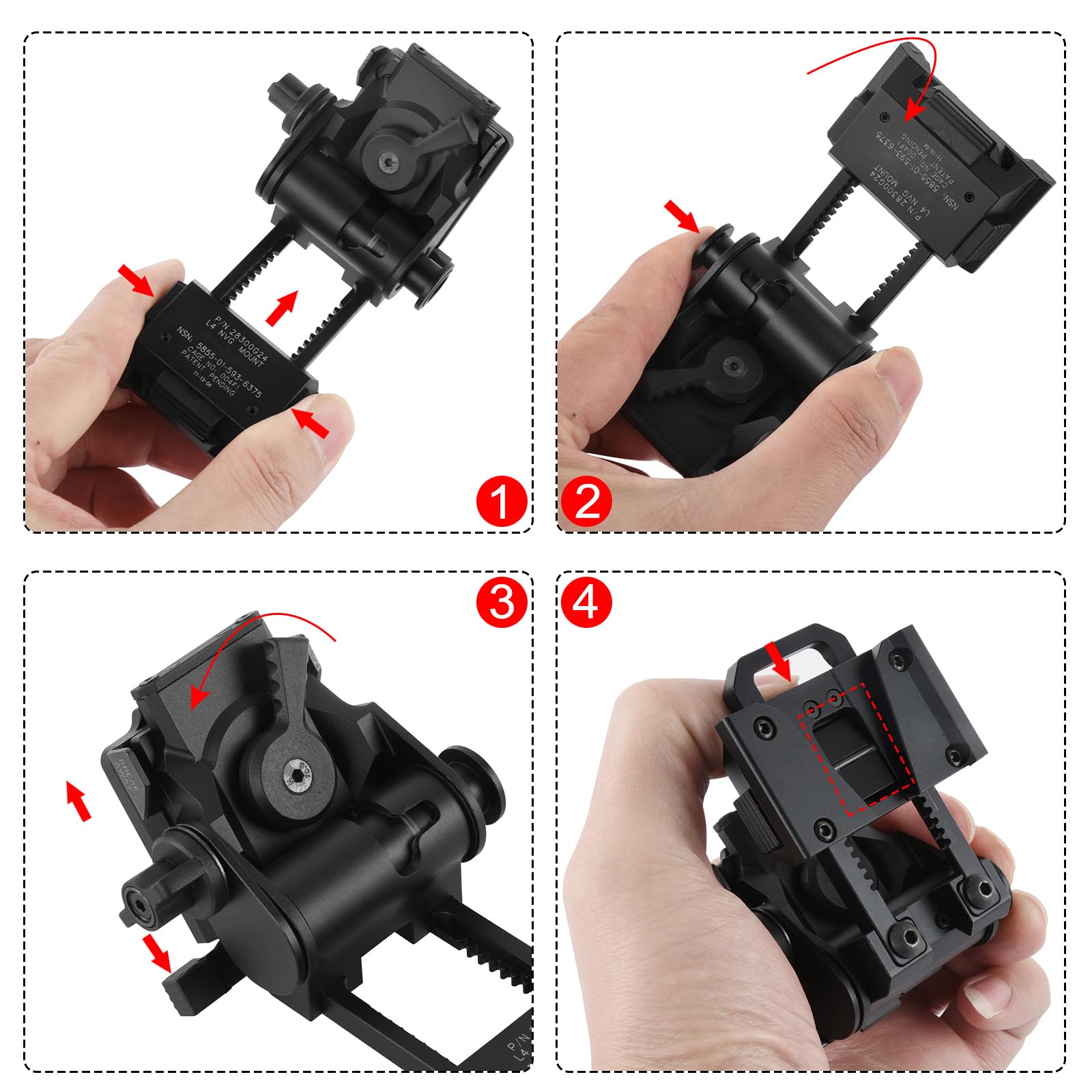 Gexmil CNC PVS15/18 mount quick-release button demonstrates one-handed removal.