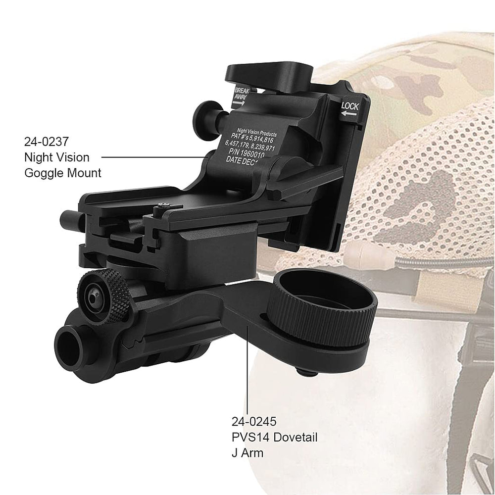 Gexmil PVS14 J Arm center of gravity in stow position for balanced NVG