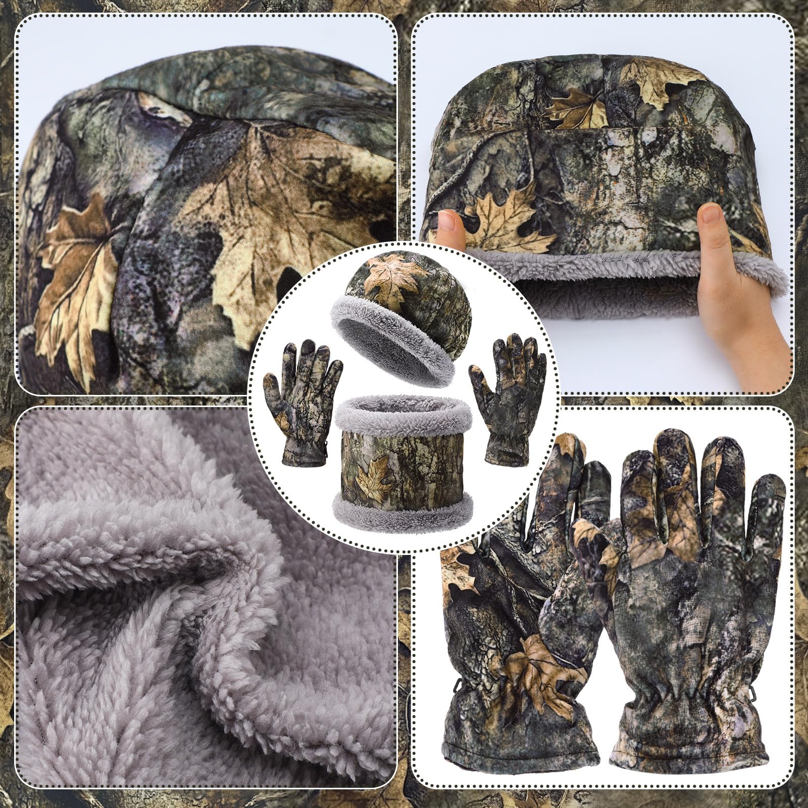 Geyoga camouflage hunting gloves provide wind protection and dexterous grip