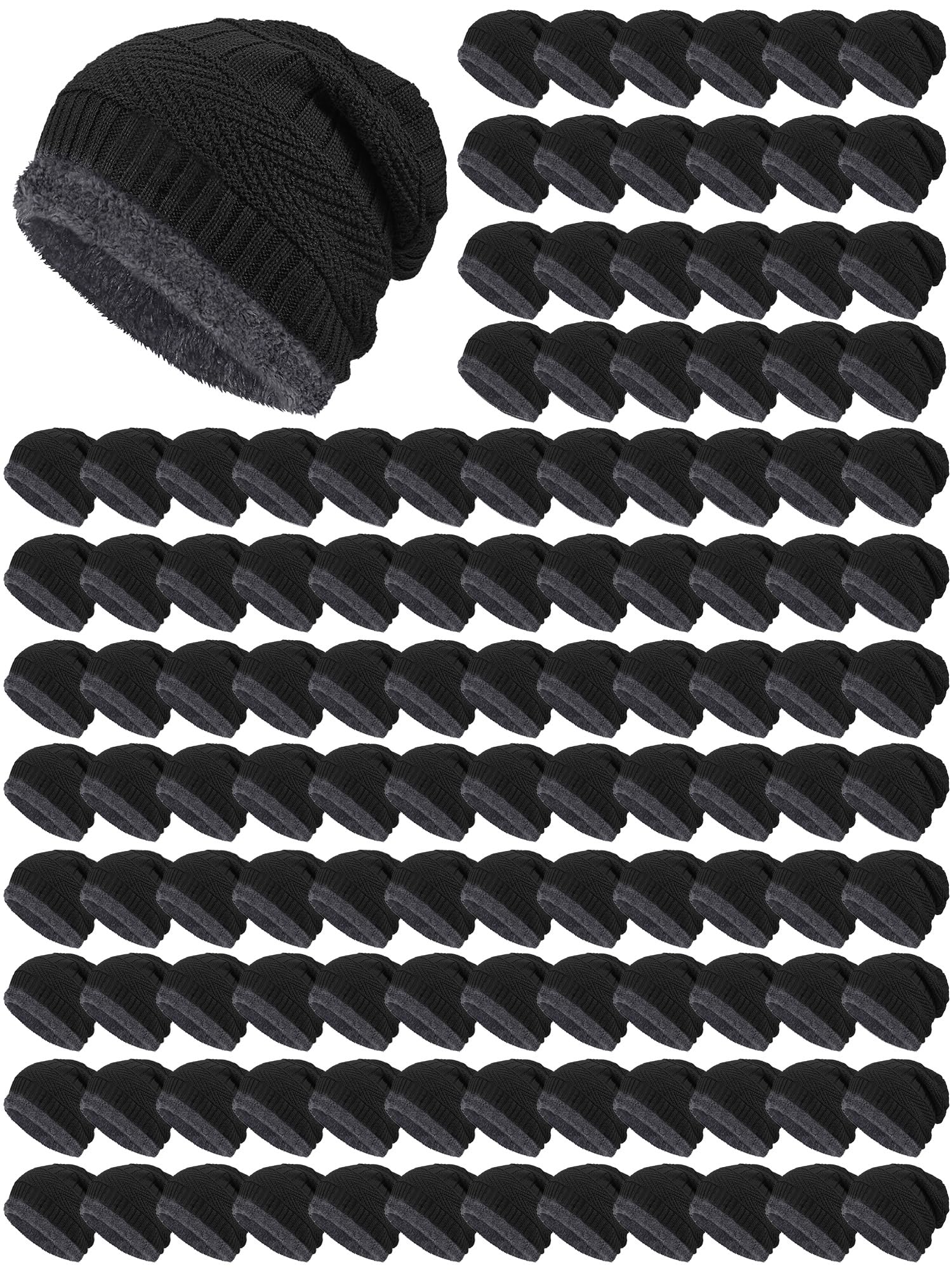 Geyoga winter beanie hats bulk pack in black with front view for everyday warmth