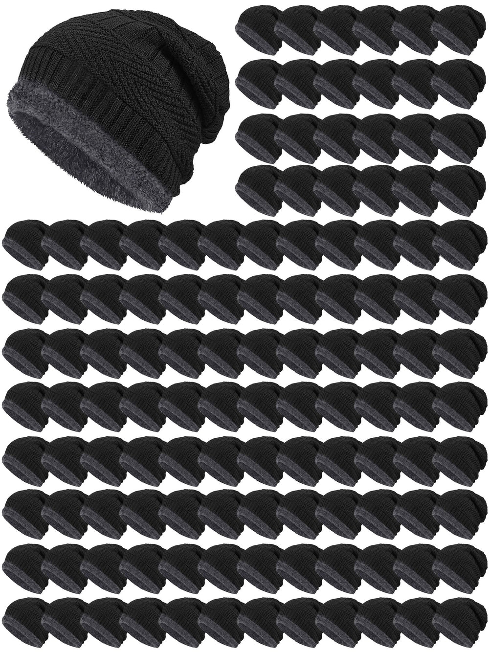 Geyoga winter beanie hats bulk pack in black with front view for everyday warmth