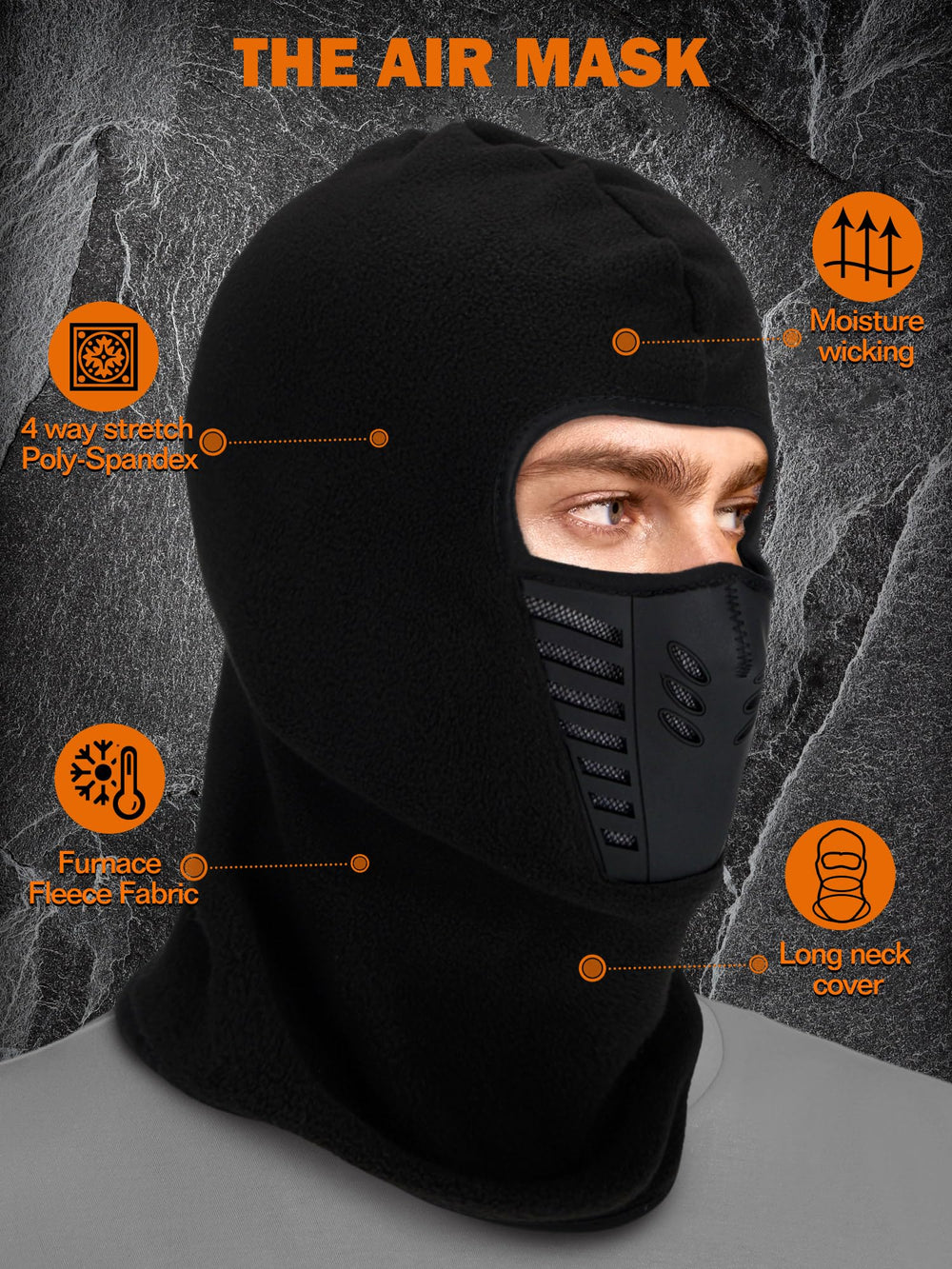 Balaclava neck warmer made of fleece polyester and spandex