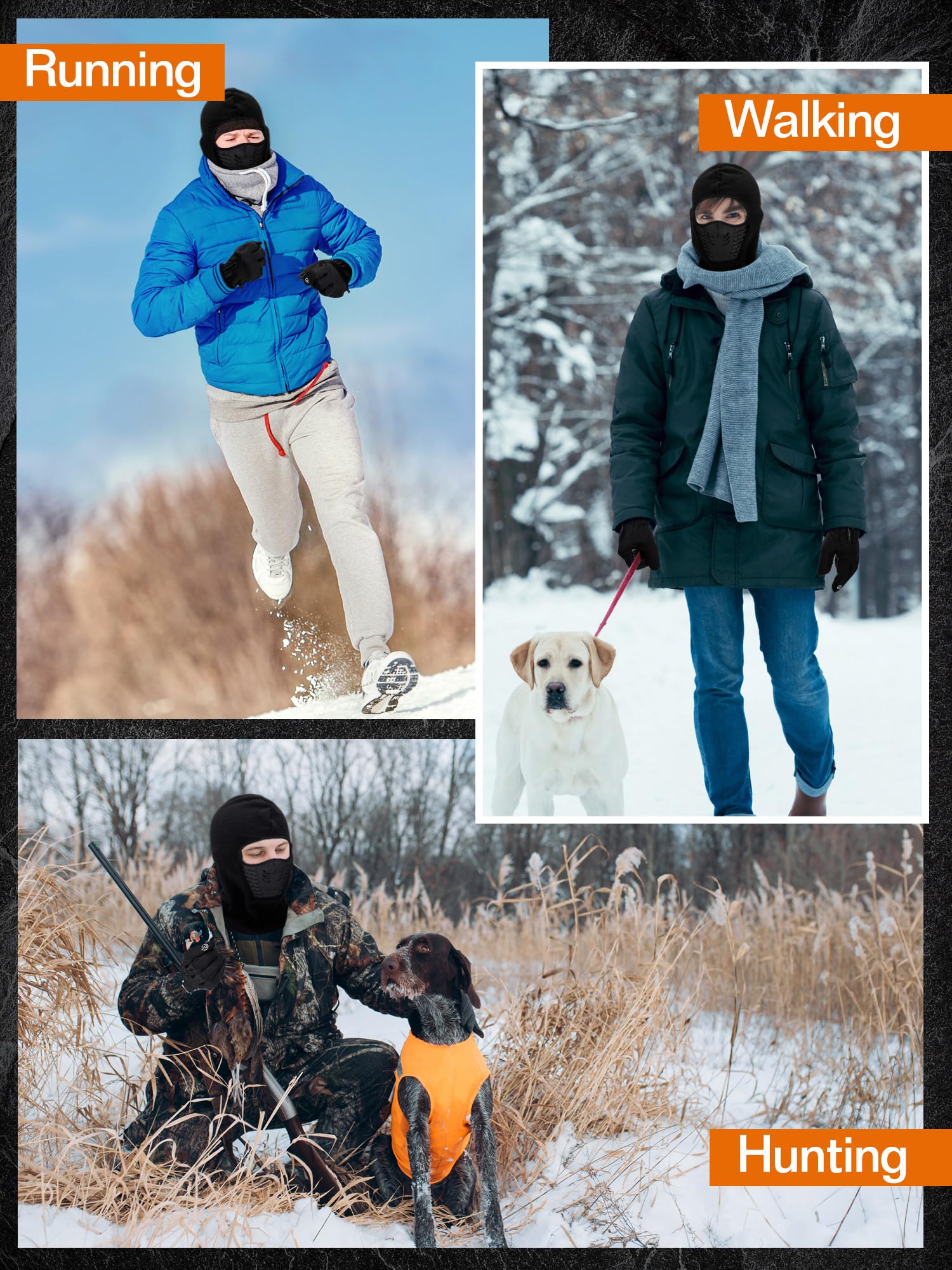 Package includes 1 pair of gloves and 1 balaclava mask