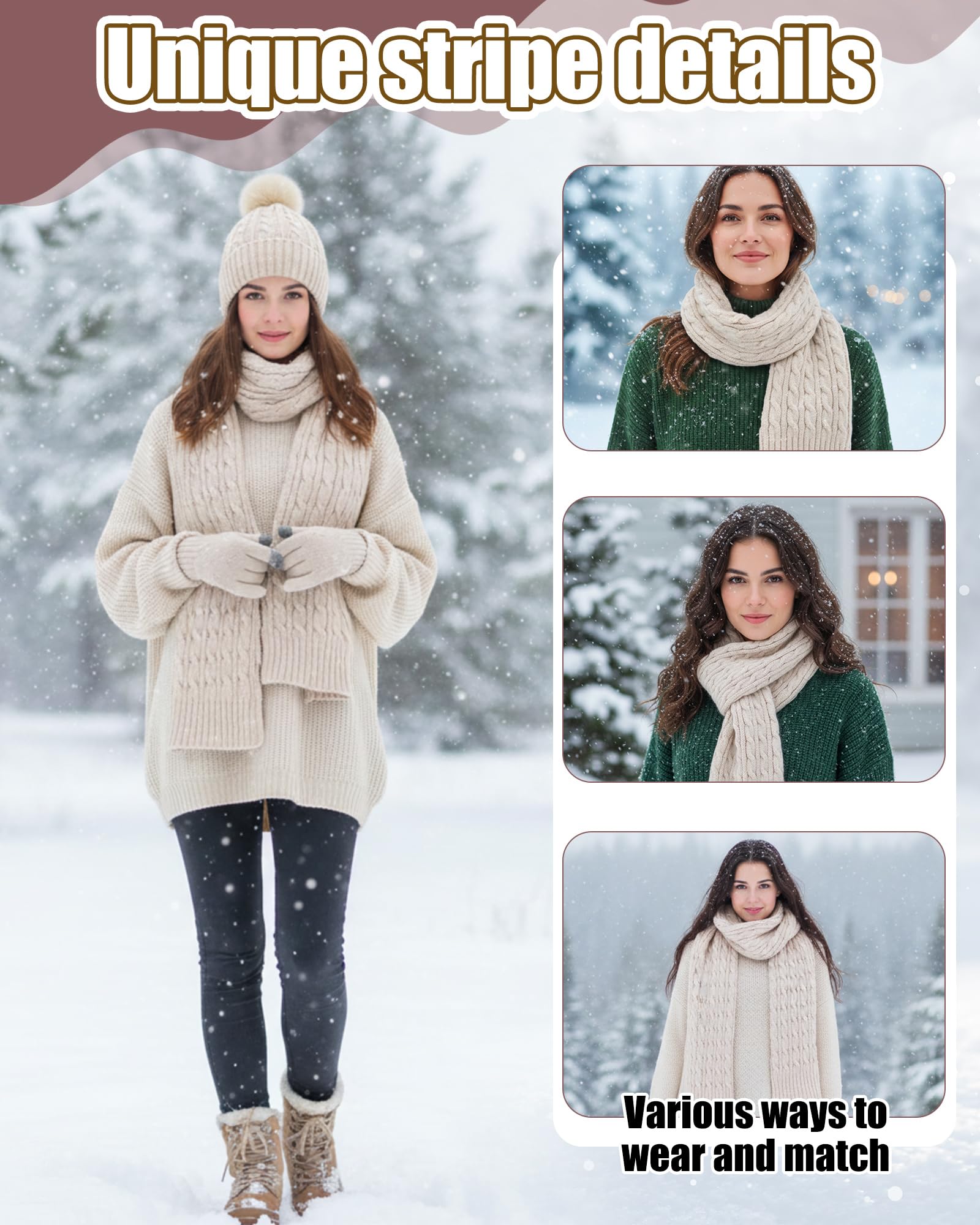 Geyoga winter warm set scarf provides soft warmth with versatile wear