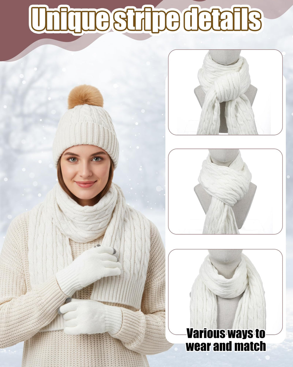 Geyoga extended scarf closeup illustrates versatile wear options for neck warmth