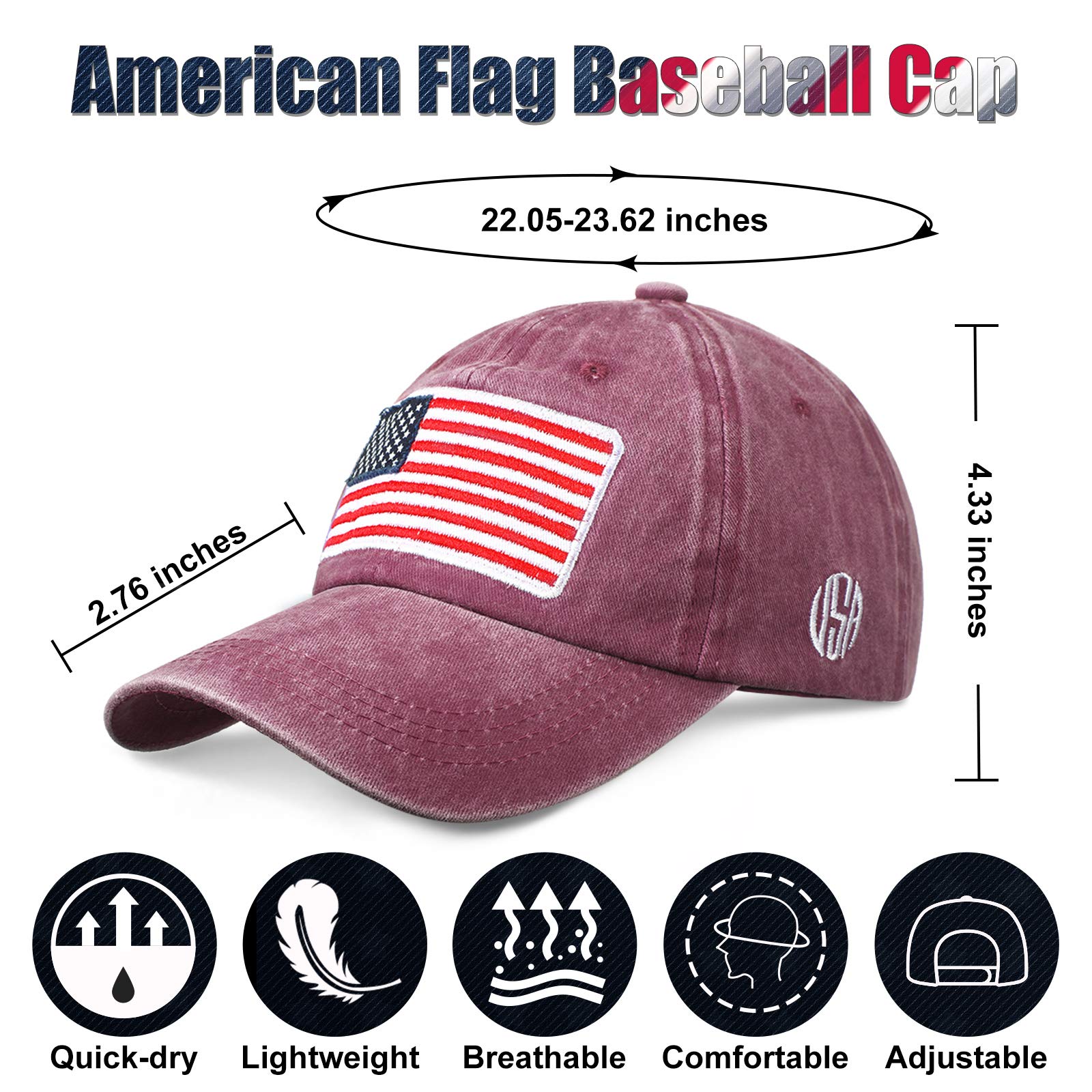 Geyoga American flag baseball cap in gray