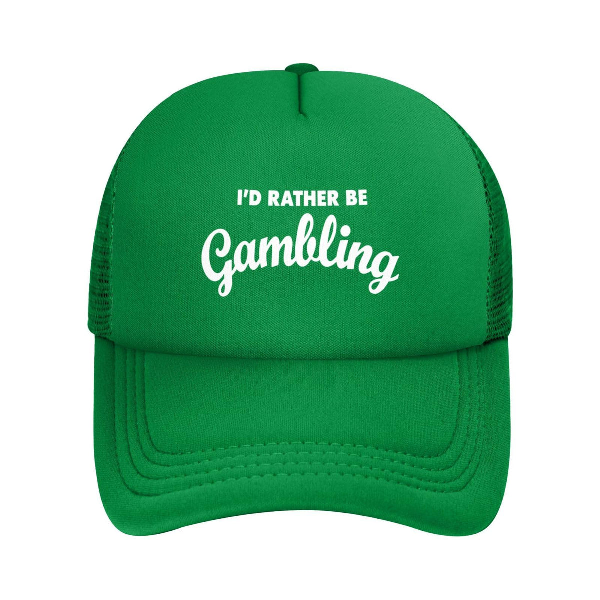 GEZHONU I Would Rather Be Gambling trucker hat front view for casual style and sun protection.