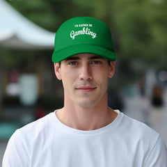 GEZHONU I Would Rather Be Gambling trucker hat mesh-back promotes airflow for cooler wear.