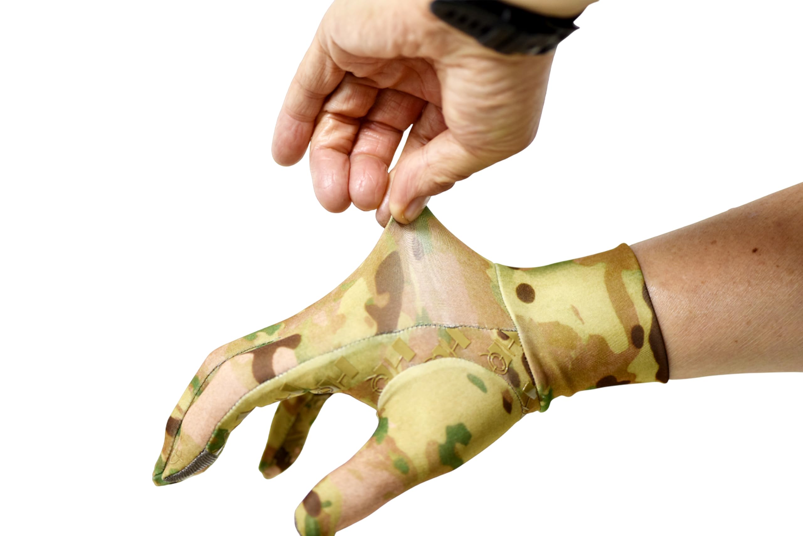 Close-up of silicone anti-slip grip on palm