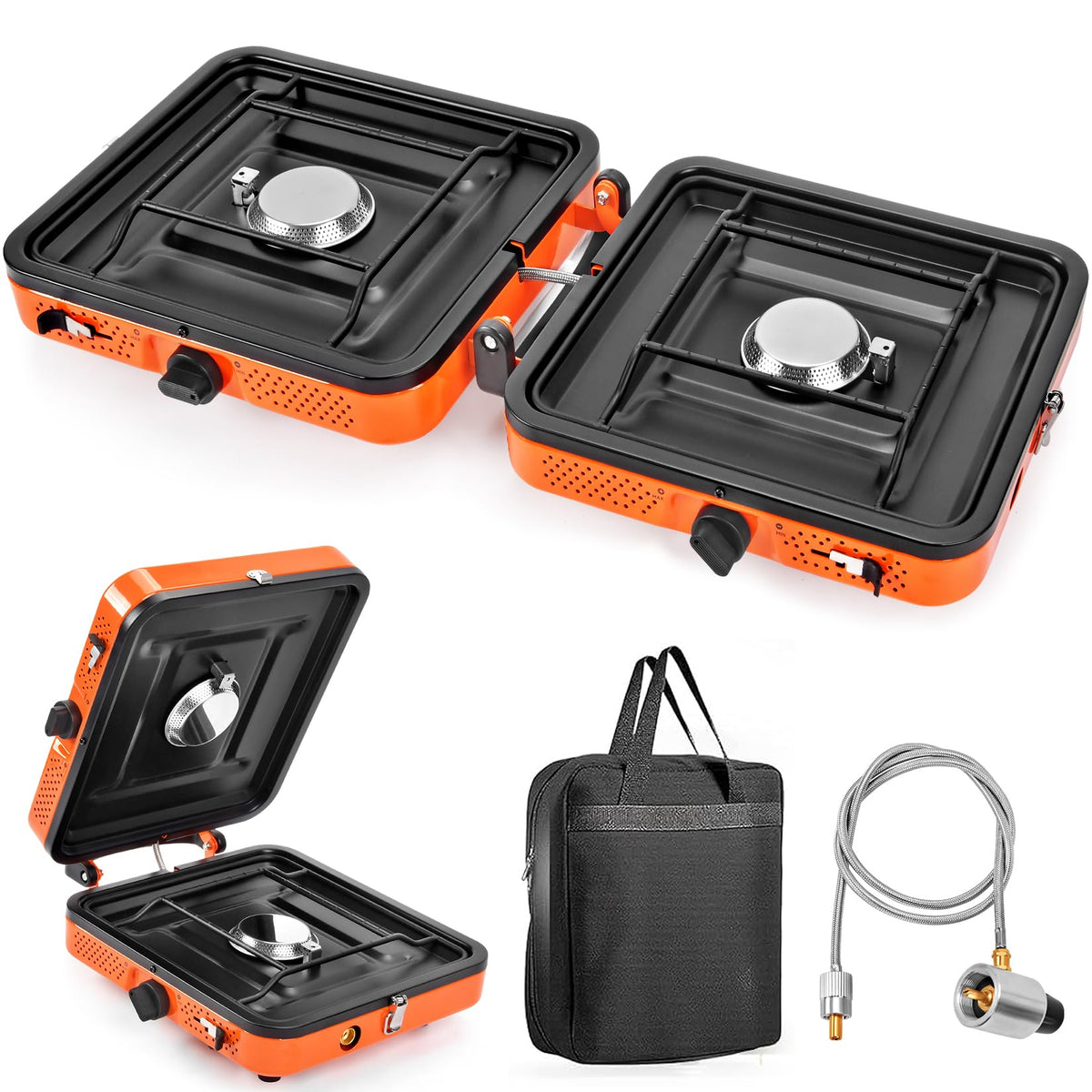 GGC camping stove 2 burner folded compact design for easy backpacking and travel