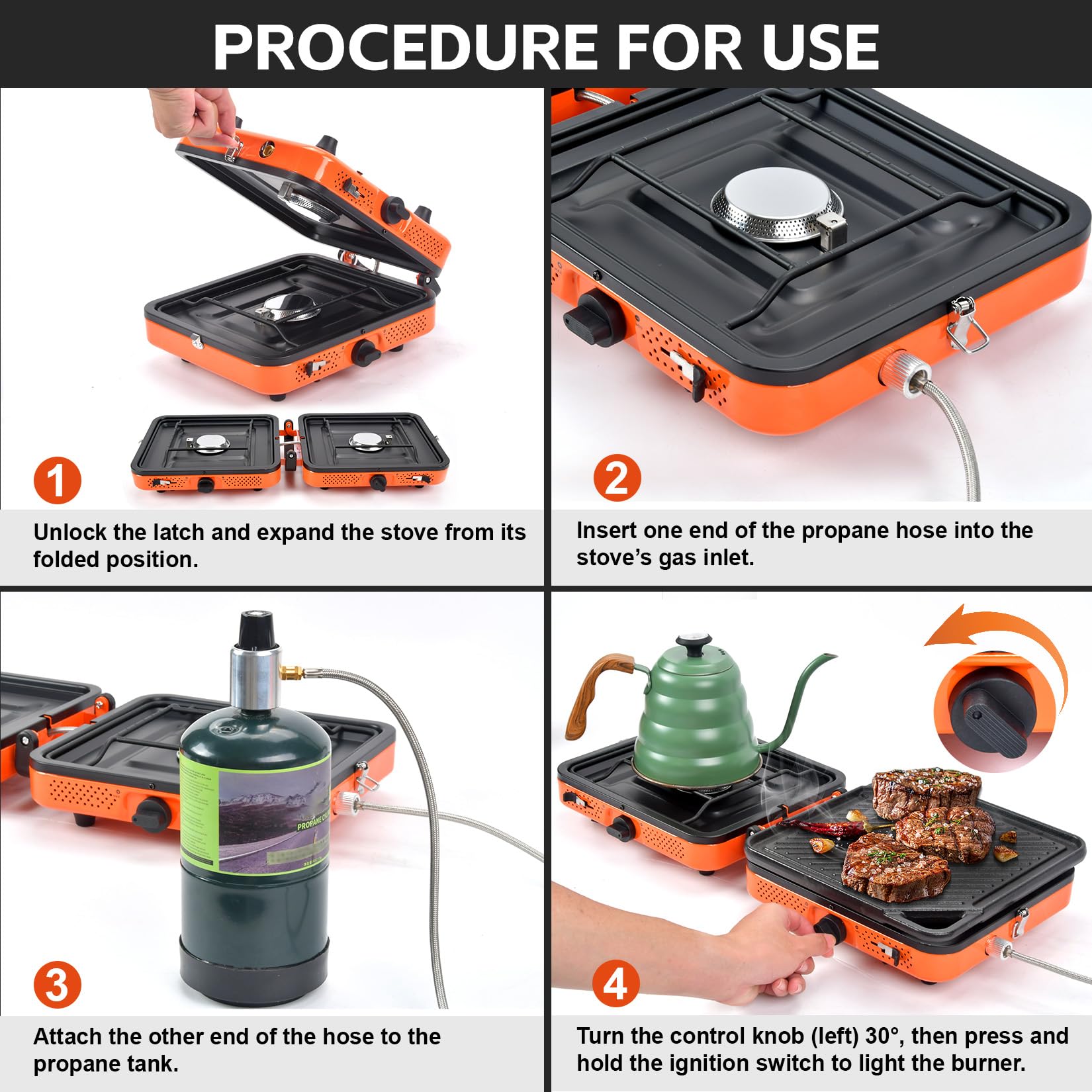 GGC dual built-in igniters offer safe one-handed ignition