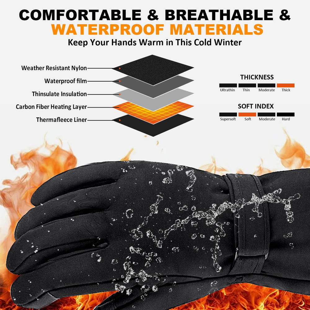 GGLTECK heated gloves with 3 heat levels panel for customizable warmth.