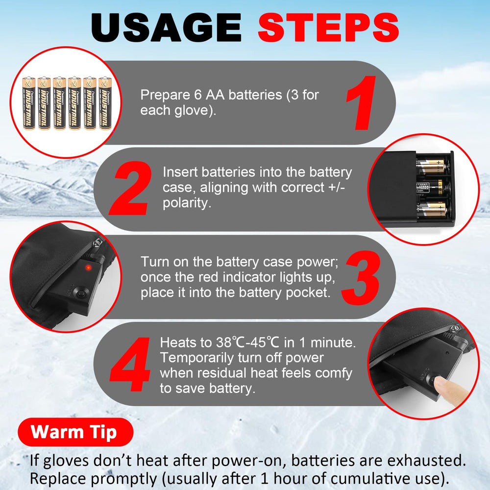 GGLTECK heated gloves touchscreen thumb area allows phone use without removing warmth