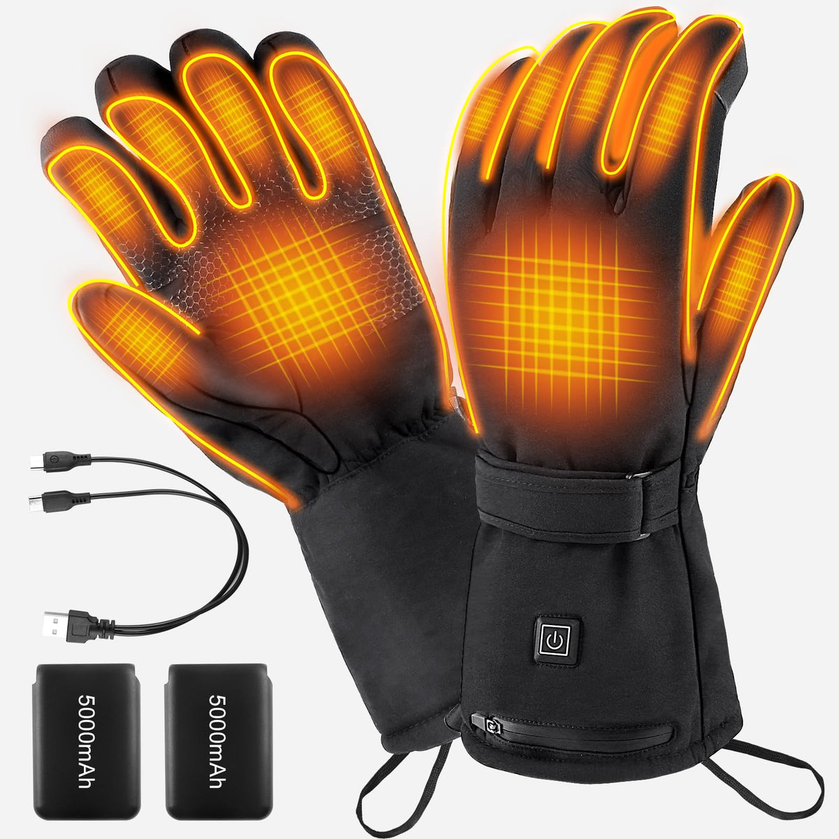 GGLTECK heated gloves in action showing full-hand warmth for outdoor use.