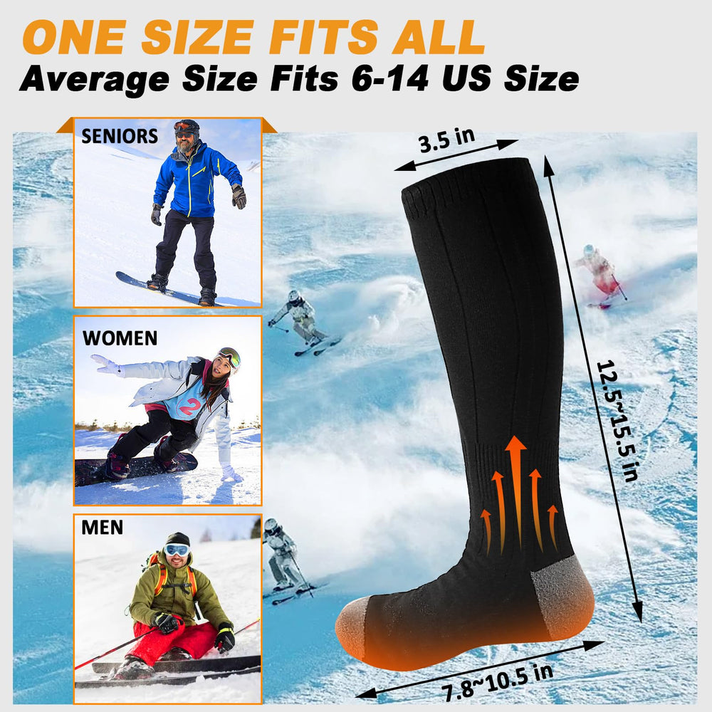 GGLTECK heated socks ideal for skiing and hiking in cold weather.