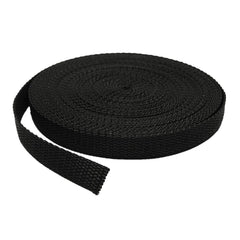 GGZZ flat nylon webbing 0.75in black roll, durable for DIY straps and repairs.