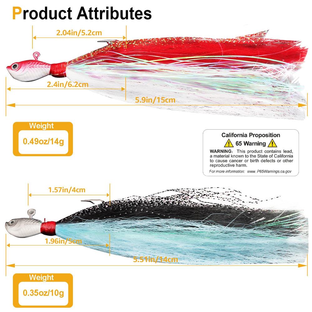 Close-up of high carbon steel jig hook on Bucktail Jig