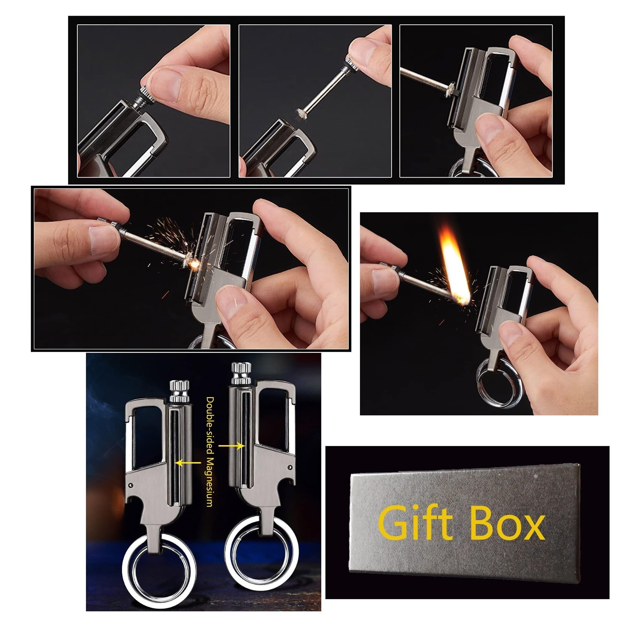 GHFGHMN 3-in-1 design shown with ignition, bottle opener, and keychain