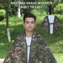 GHILEO Camo Poncho Liner used as hammock setup for versatile outdoors.