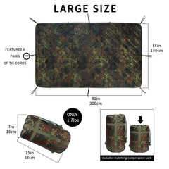 GHILEO Camo Poncho Liner shows two-layer nylon insulation for durable warmth.