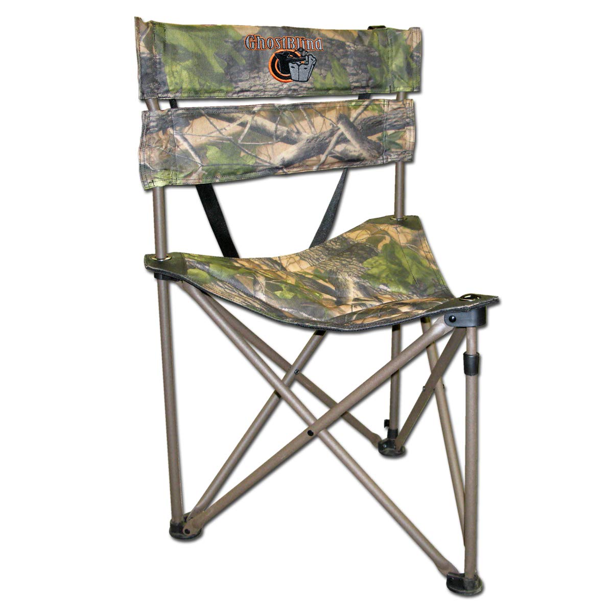 GhostBlind Predator Hunting Chair in woodland camo for stealth and ground-hunt comfort.