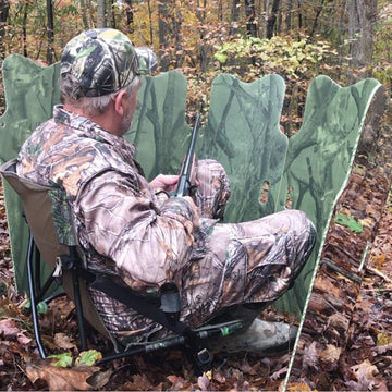 GhostBlind Phantom seated hunter demonstrating comfortable concealment while seated