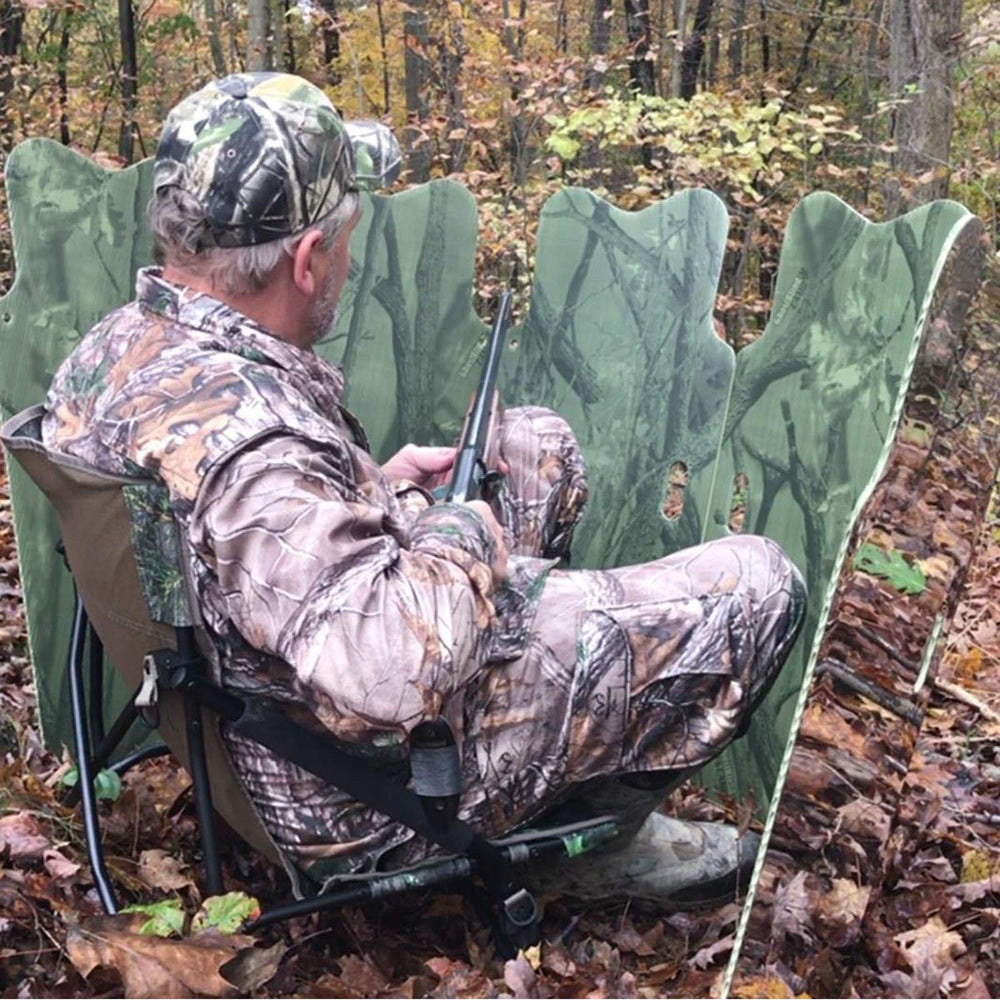 GhostBlind Phantom seated hunter demonstrating comfortable concealment while seated