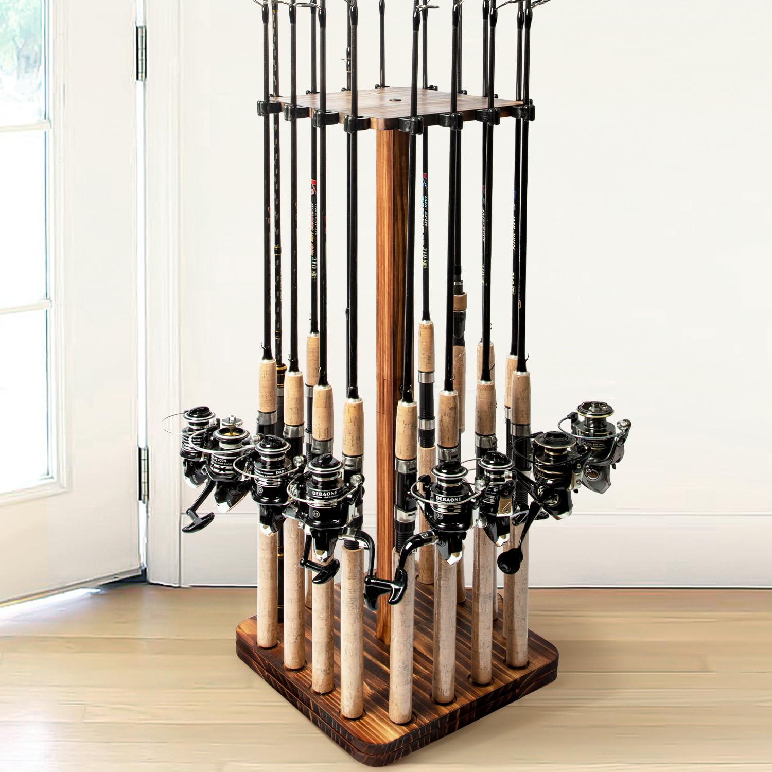 Ghosthorn 360 rotation fishing rod holder for quick access and organized storage.
