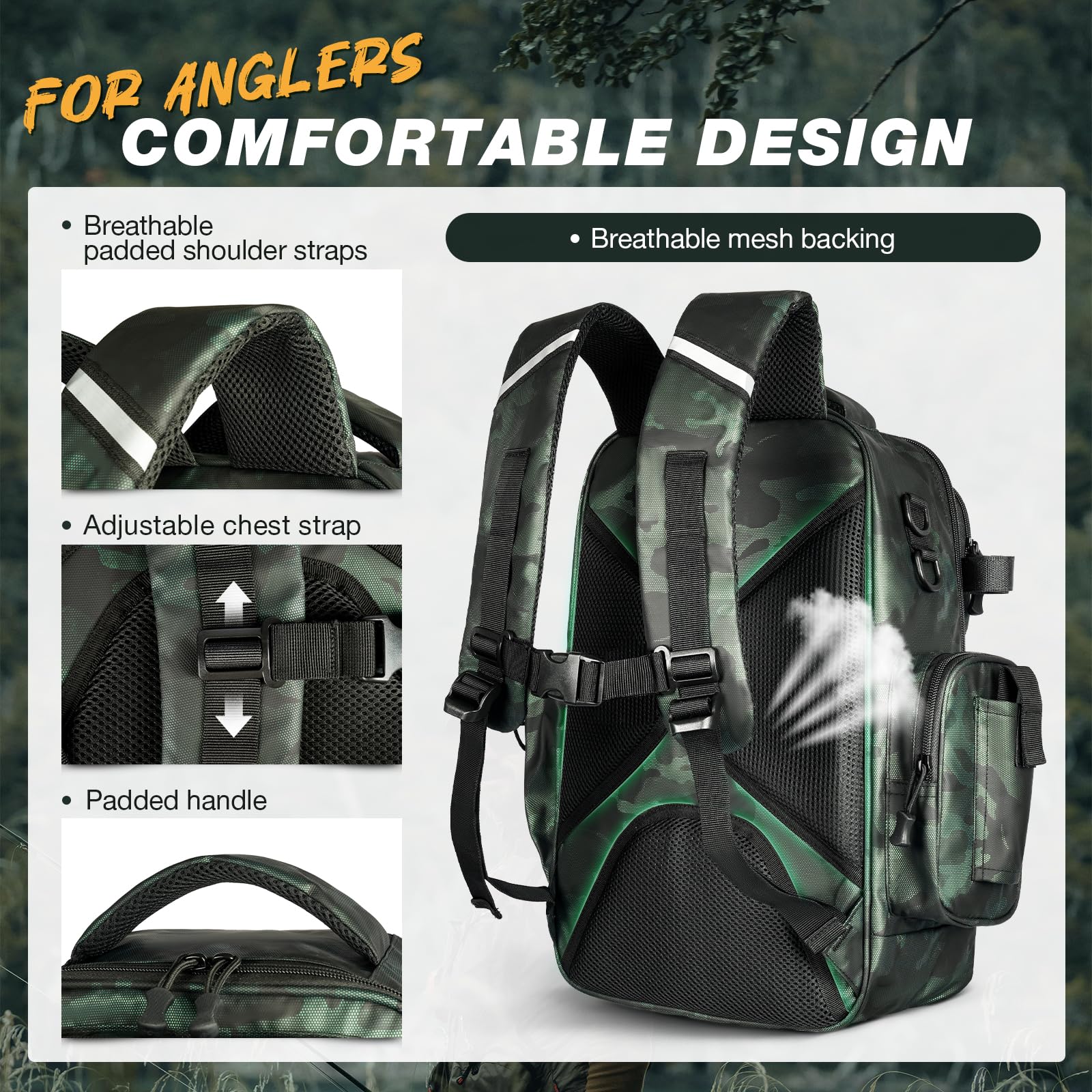 Ghosthorn backpack dimensions show generous capacity for bank, boat, or hiking trips.