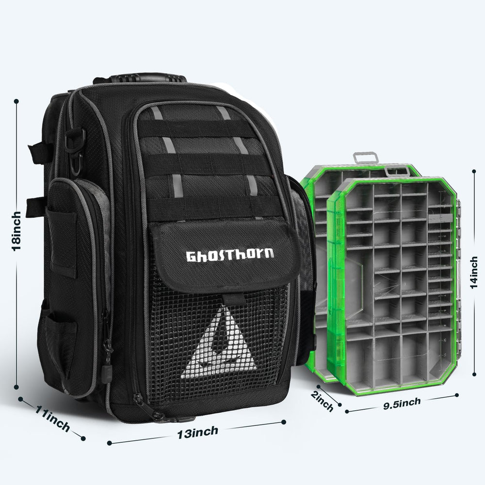 Ghosthorn fishing backpack ergonomic design reduces fatigue during long days.