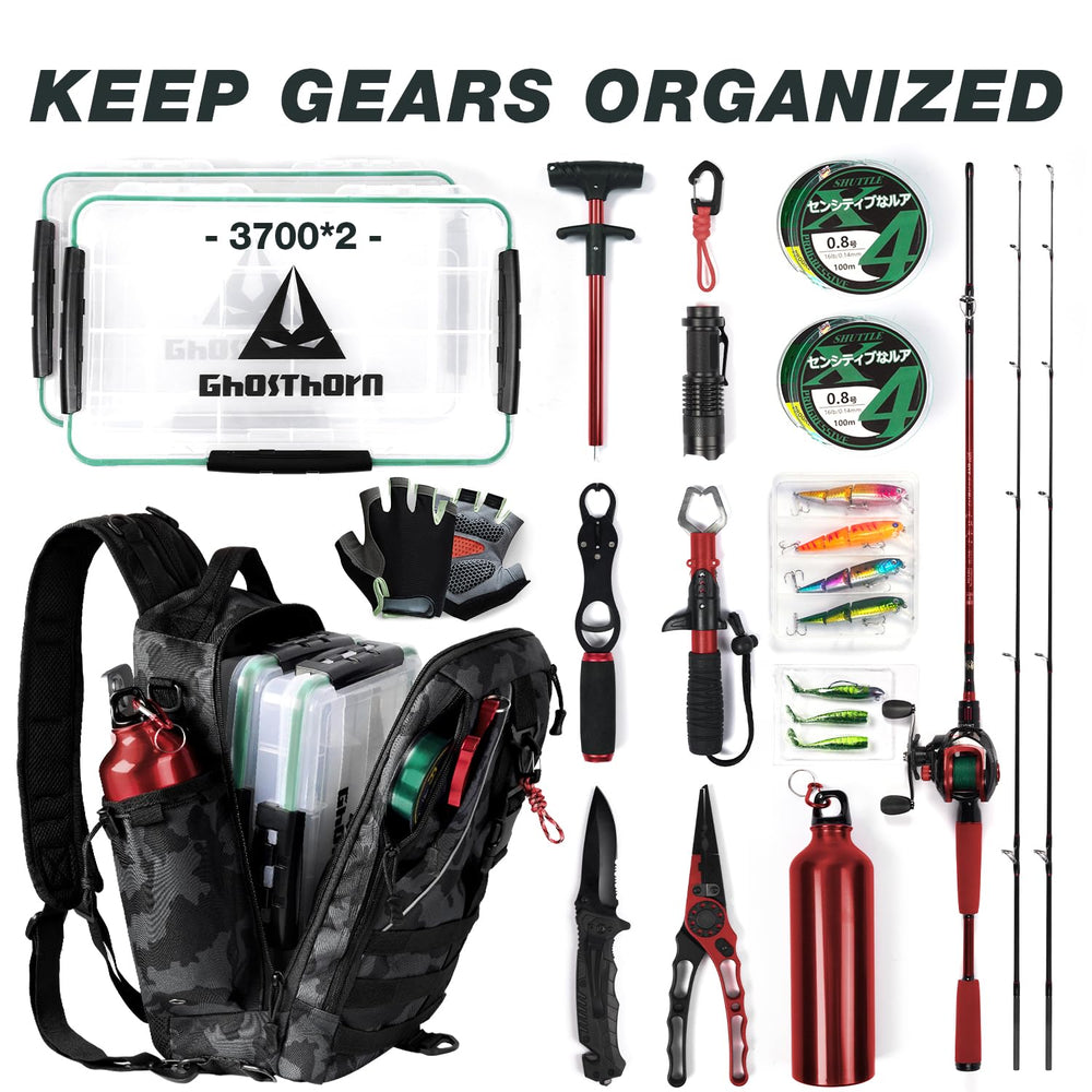 Ghosthorn fishing backpack front pockets for quick tool and lure access