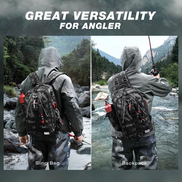 Ghosthorn fishing backpack rod holder in use enables hands-free casting