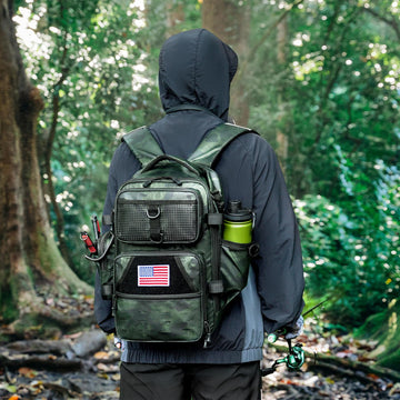 Ghosthorn fishing backpack rod storage with dual external compartments