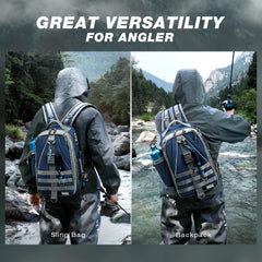 Ghosthorn fishing backpack side-rod-holders enables easy rod storage between casts.
