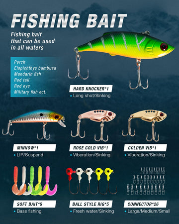 Ghosthorn lure box with varied baits for freshwater and saltwater