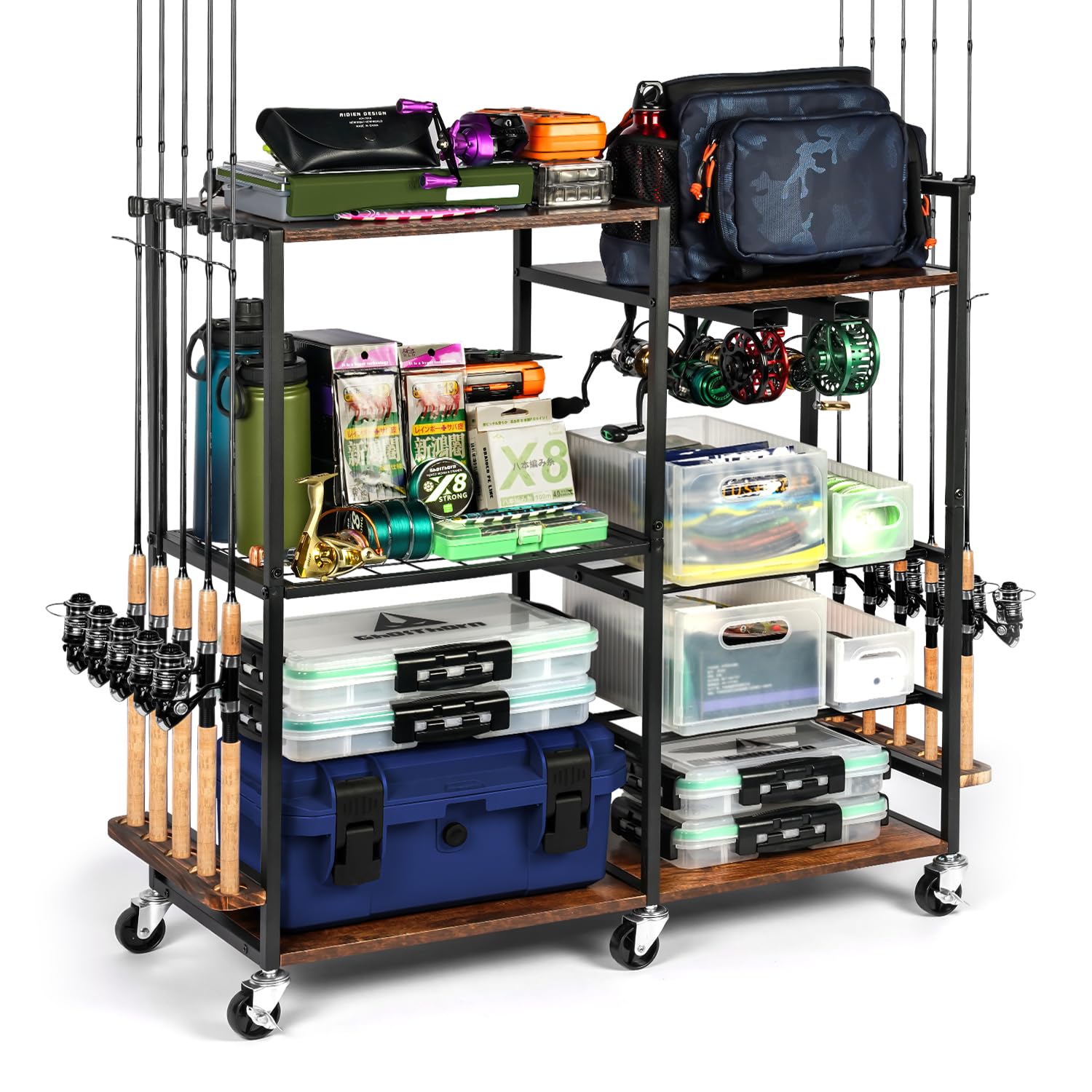Ghosthorn fishing rod holder rack holding up to 10 rods.