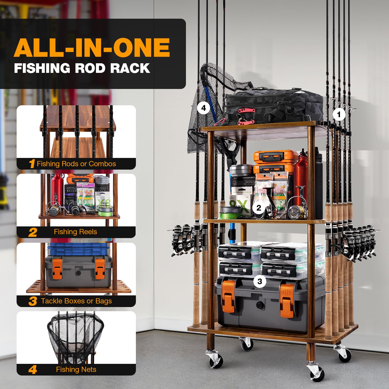 Ghosthorn fishing rod holders 10-rod capacity demonstrates organized gear storage
