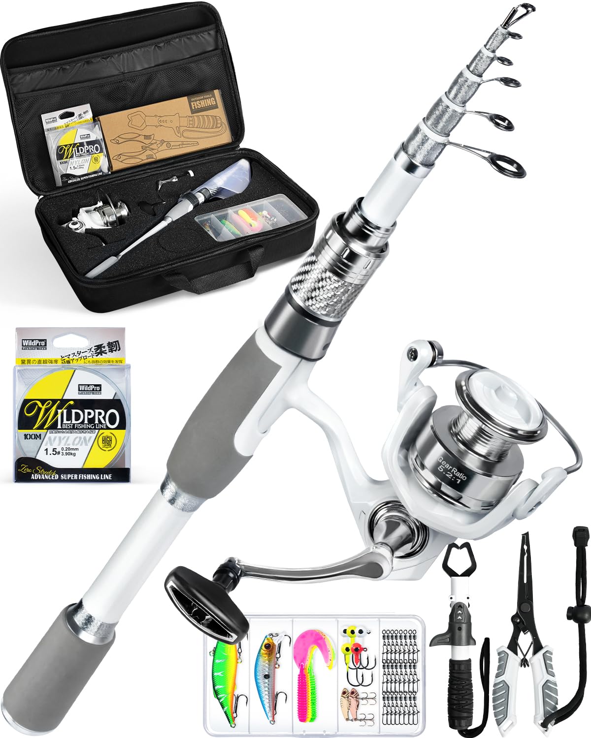 Ghosthorn fishing rod telescopic in compact travel-ready form for portability