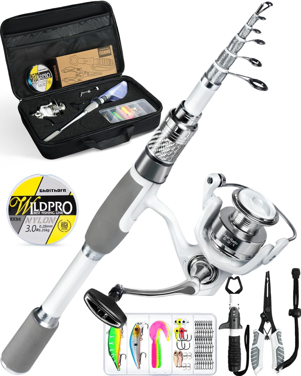 Ghosthorn fishing rod telescopic in compact travel-ready form for portability