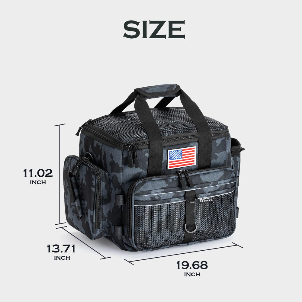 Ghosthorn fishing tackle bag capacity holds four 3700 and two 3600 boxes