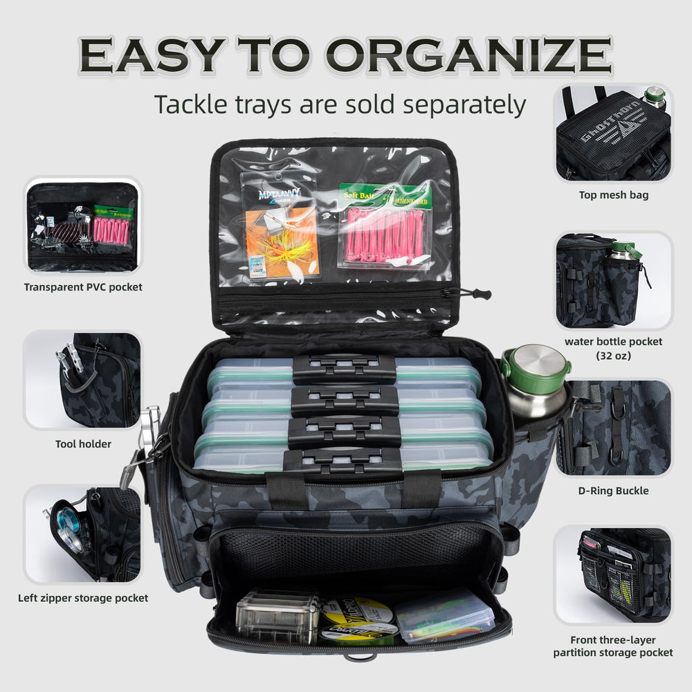 Ghosthorn fishing tackle bag top pocket waterproof keeps valuables dry on trips