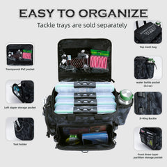 Ghosthorn fishing tackle bag top pocket shows a transparent waterproof bag for lure organization
