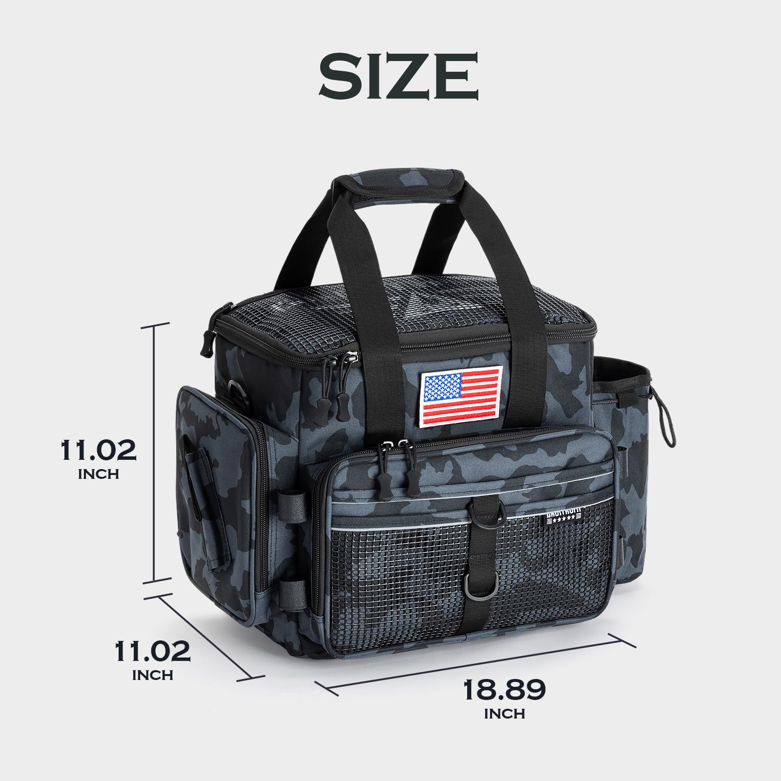 Ghosthorn fishing tackle bag uses 600D Oxford fabric with dual-layer waterproof design