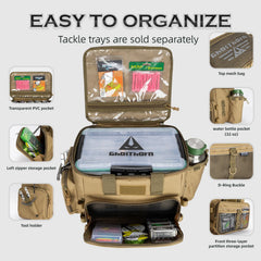 Ghosthorn fishing tackle bag waterproof fabric keeps gear protected from spray and dew.