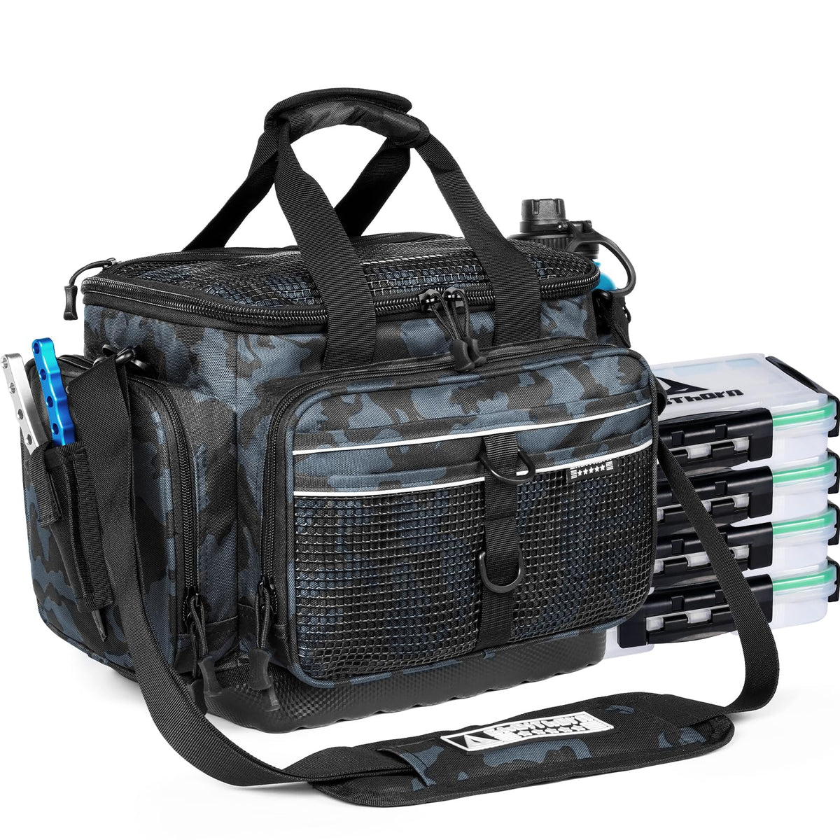 Ghosthorn fishing tackle box opened showing 3600 and 3700 trays for organized gear