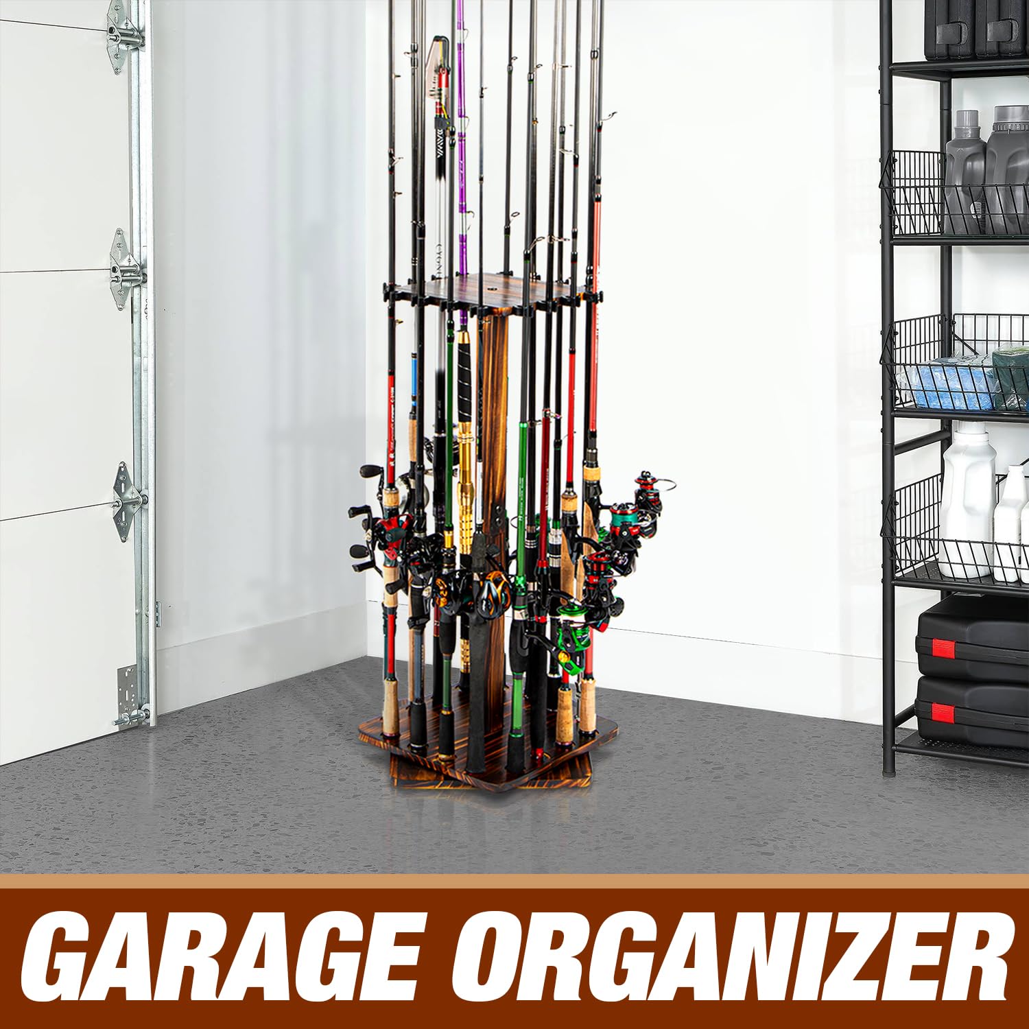 Ghosthorn floor stand fishing rod organizer