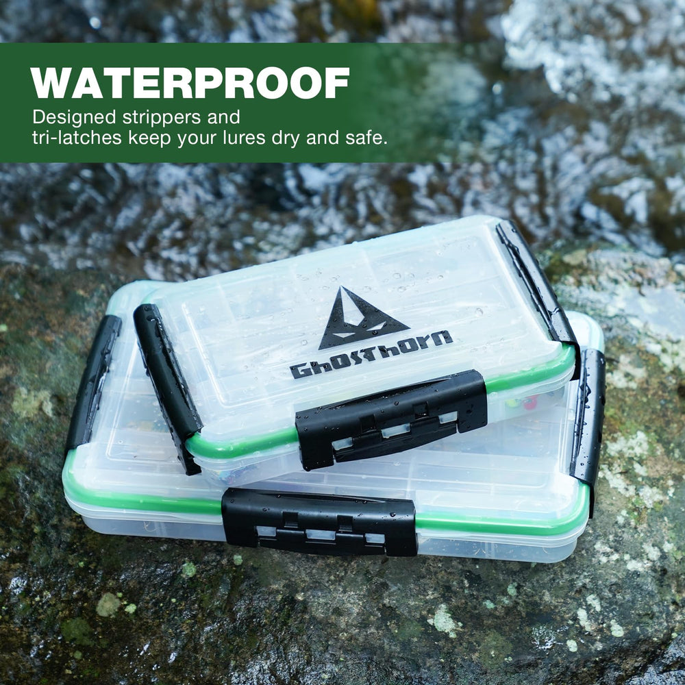 Ghosthorn heavy-duty tackle box construction resists cracks under rugged fishing use.