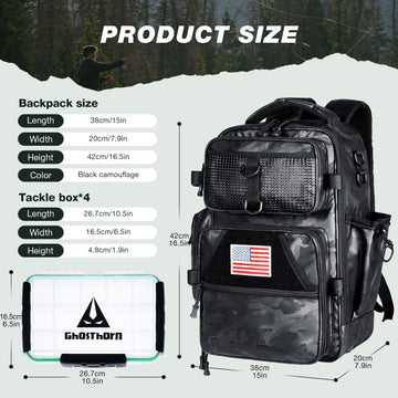 Ghosthorn fishing backpack versatile for bank, boat, hiking, and outdoor adventures.